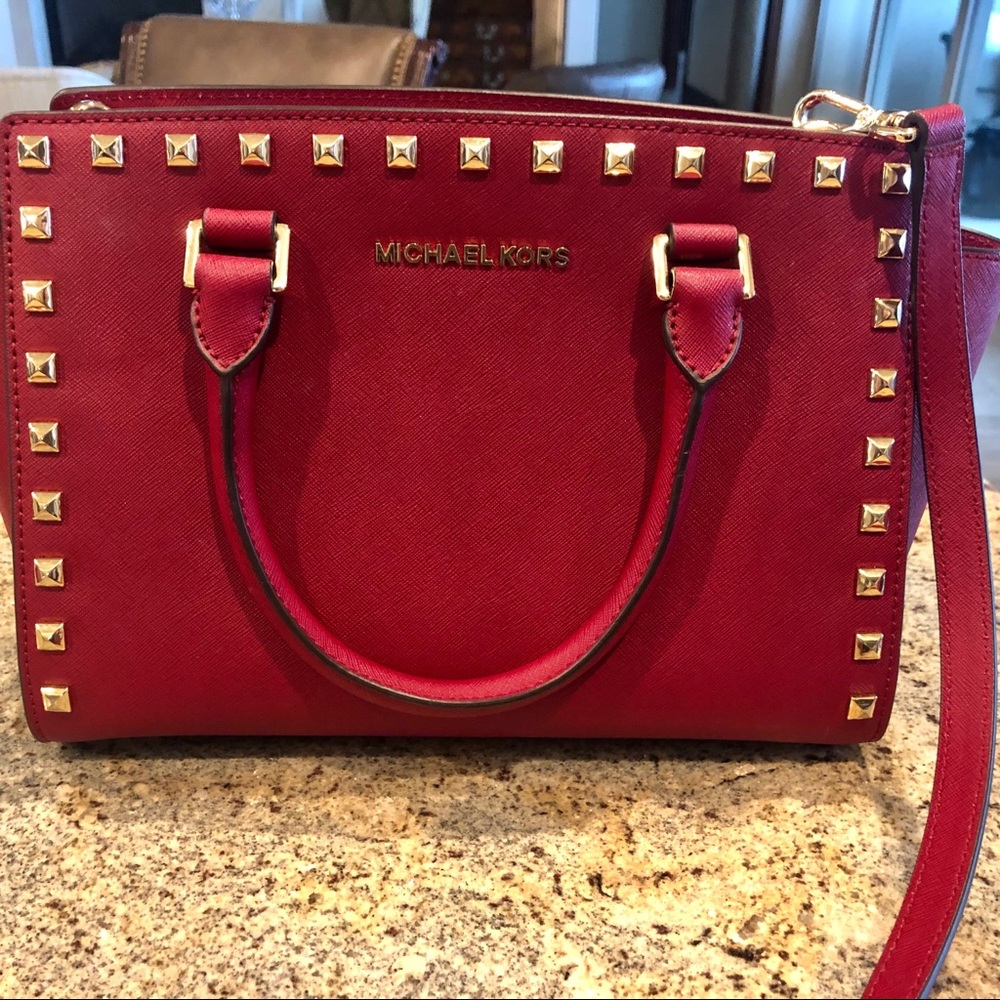 Michael Kors Medium Saffiano Maroon Leather Purse - Picture 2 of 5